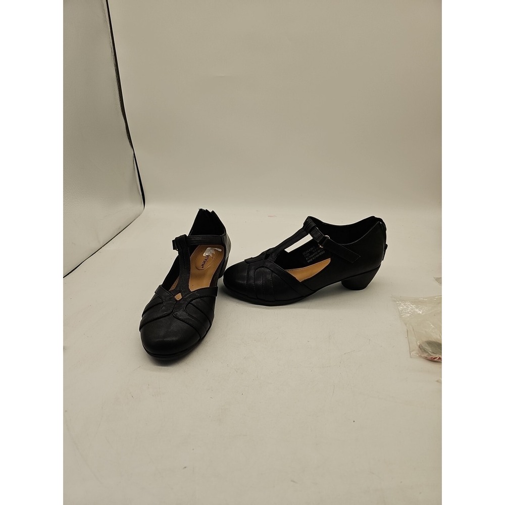 Comfortview Celine Black Block Heel Maryjane Pumps Size 7.5W Zip Back